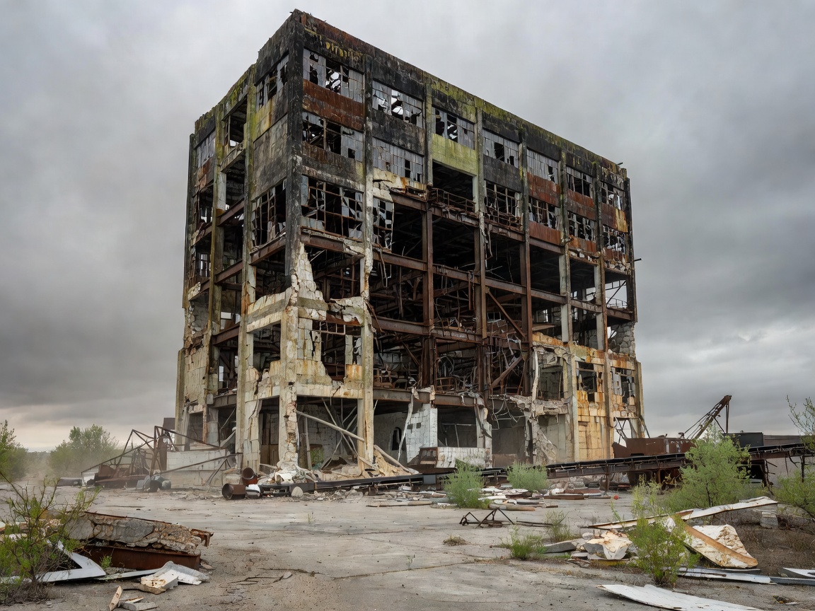 Abandoned Industrial Monolith Ruins